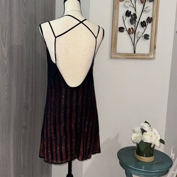 GUESS Marciano Women's Blk/Red Rhinestone Spaghetti Strap Slip Dress SZ S - Picture 5 of 6
